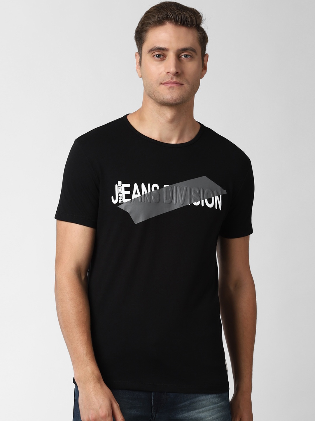 

Peter England Casuals Men Black Printed Round Neck T-shirt