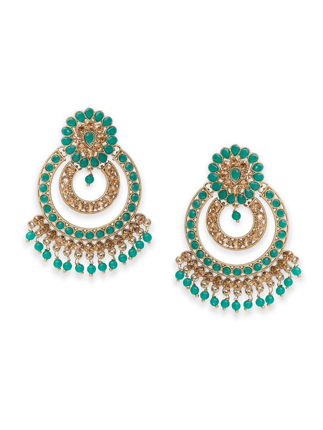 

Rangriti Green & Gold-Toned Contemporary Chandbalis