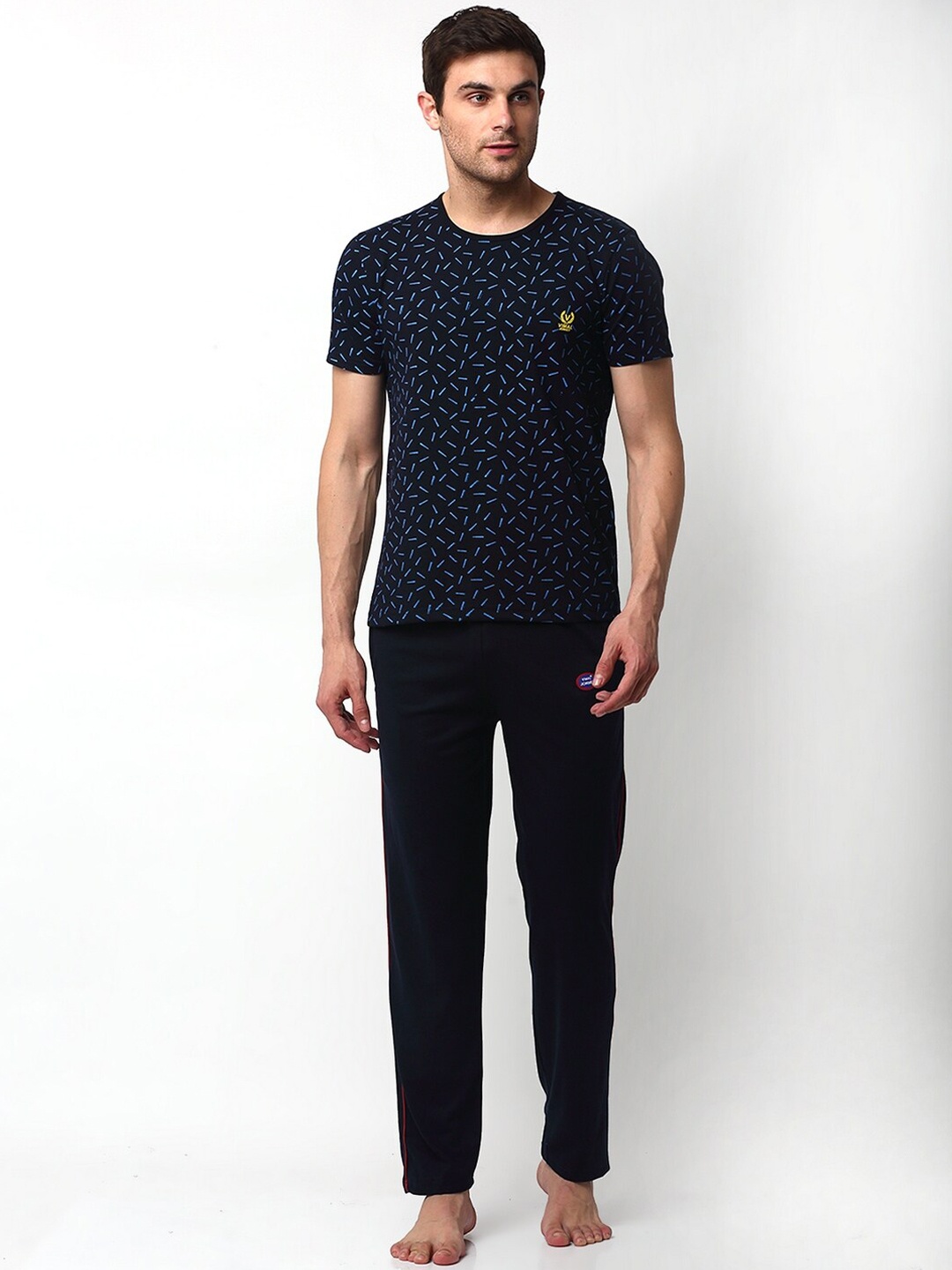 VIMAL JONNEY Men Navy Blue Printed Night suit