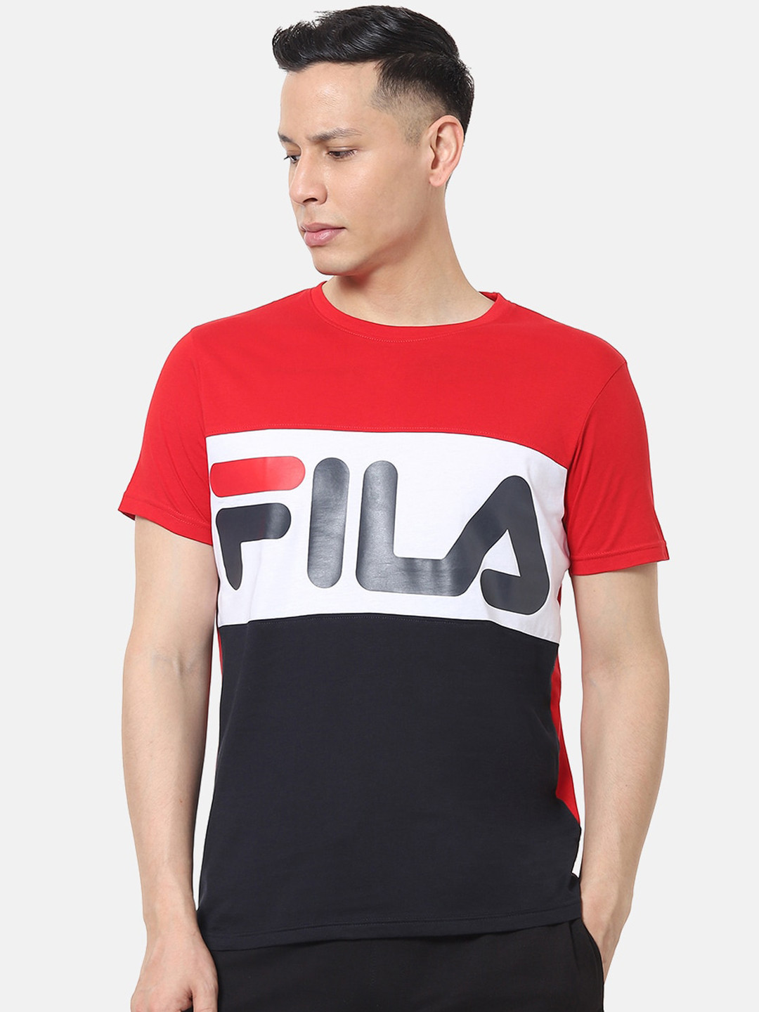 

FILA Men Red Printed Round Neck T-shirt