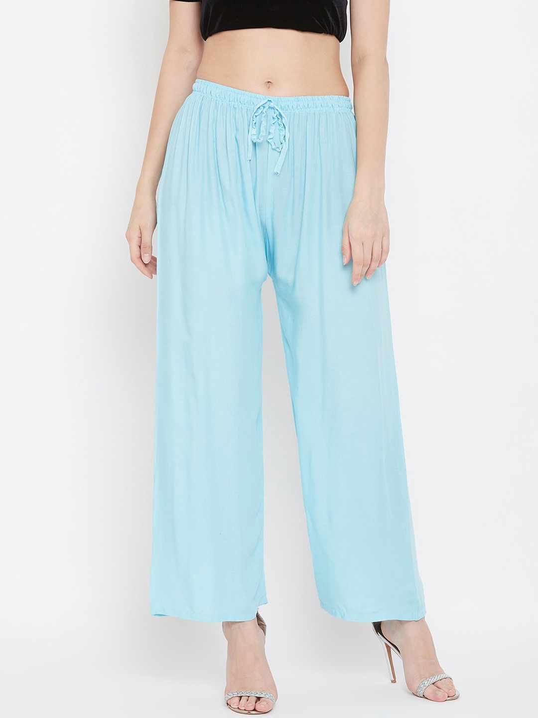 

Clora Creation Women Blue Solid Straight Palazzos