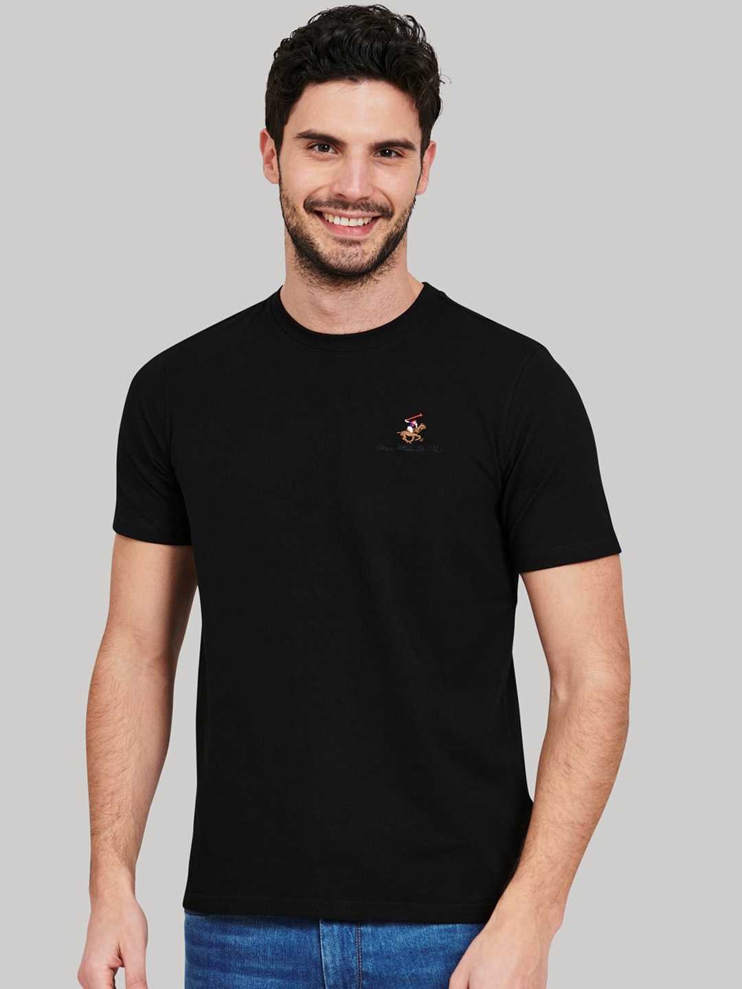 

Beverly Hills Polo Club Men Black Solid Round Neck T-shirt