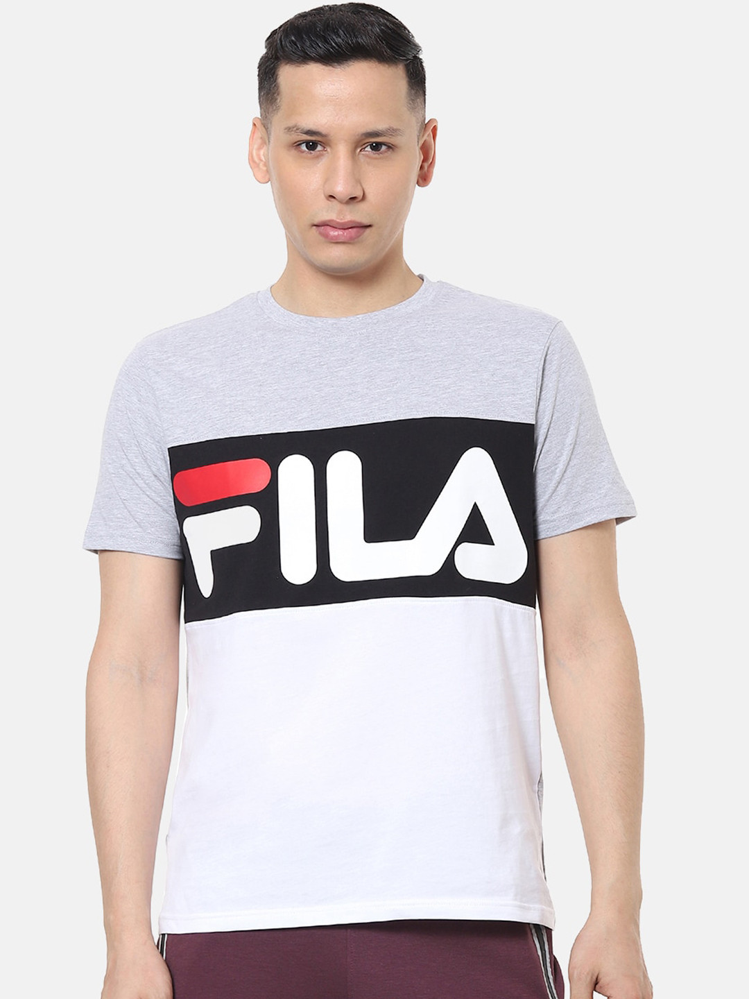 

FILA Men Grey Brand Logo Printed Round Neck T-shirt