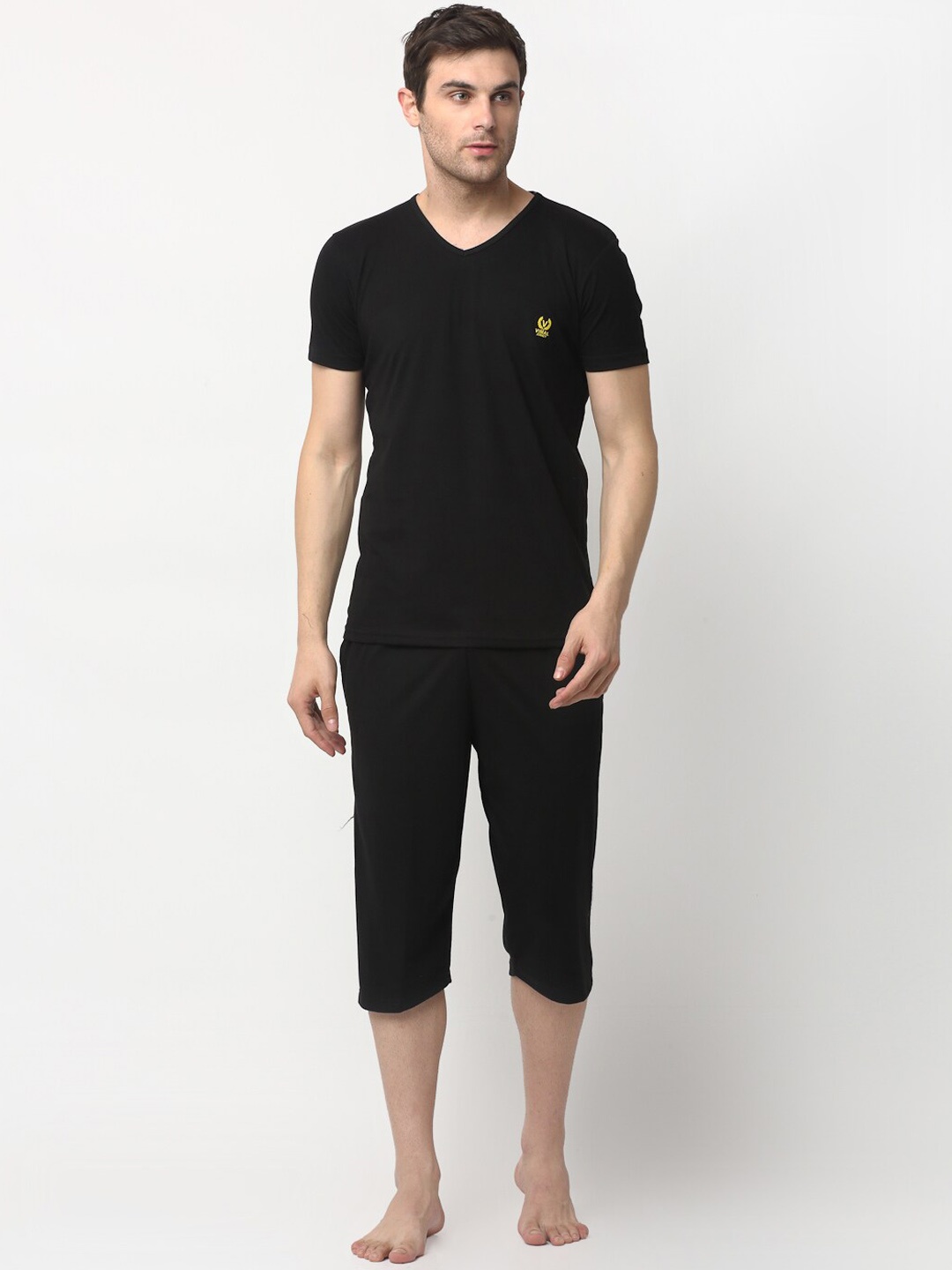 

VIMAL JONNEY Men Black Solid Night suit