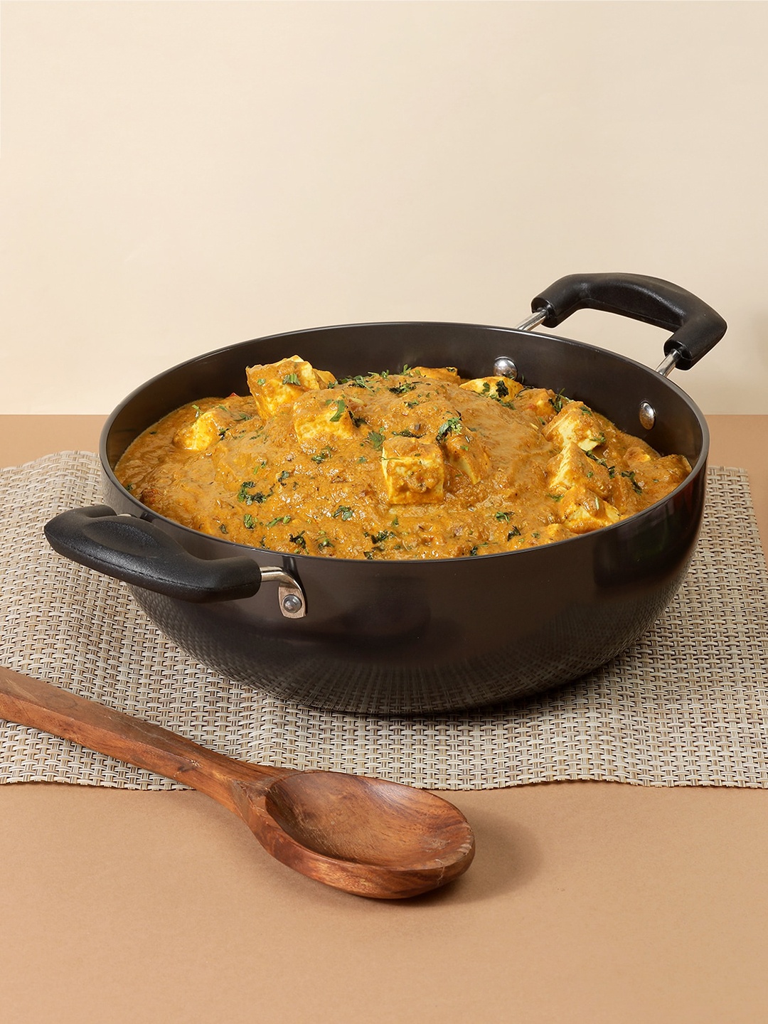 

Vinod Black Aluminium Deep Kadai Without Lid 4100ML
