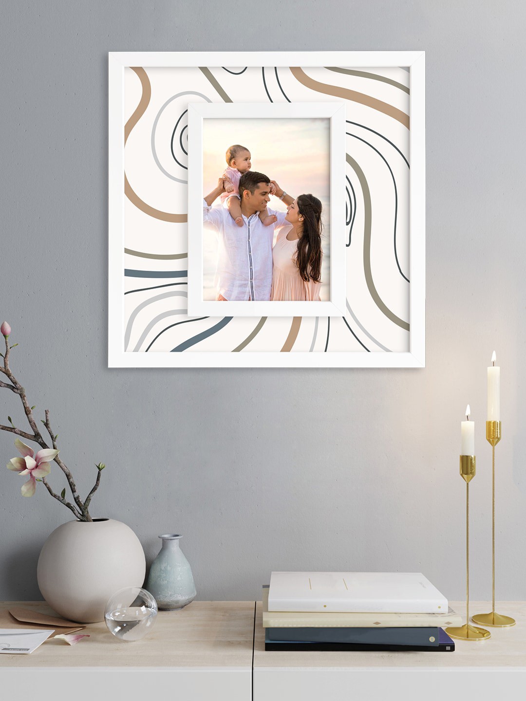

RANDOM White & Beige Printed Wall Photo Frame