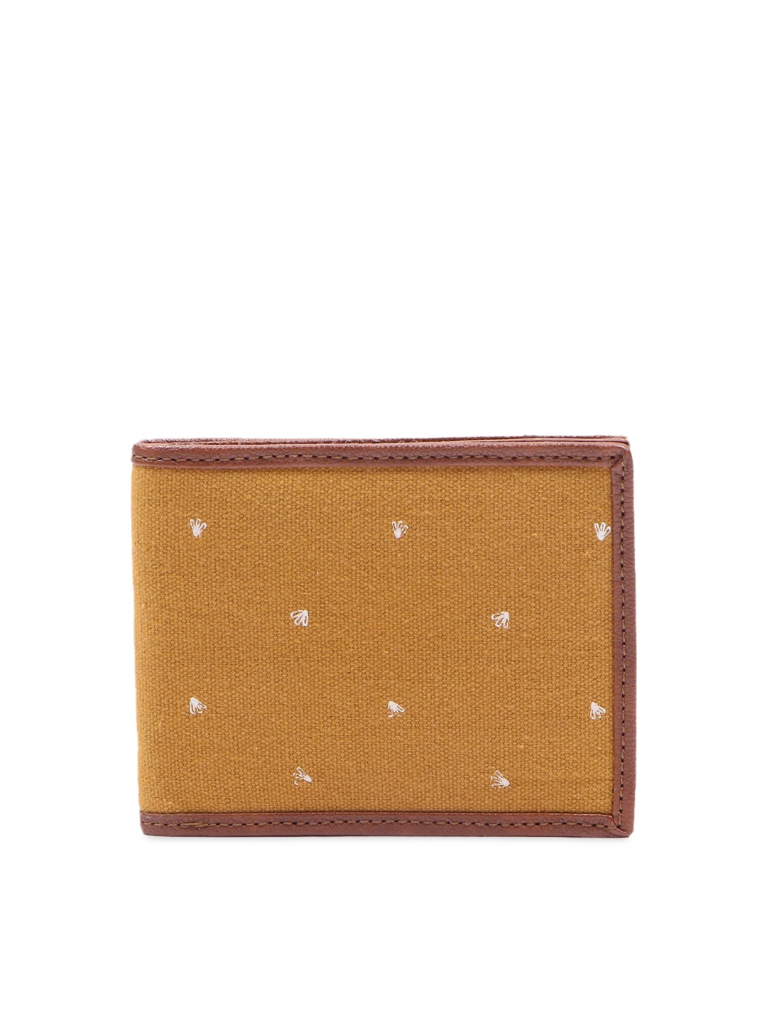 

FOREVER 21 Men Mustard Yellow & Brown Woven Design Two Fold Wallet