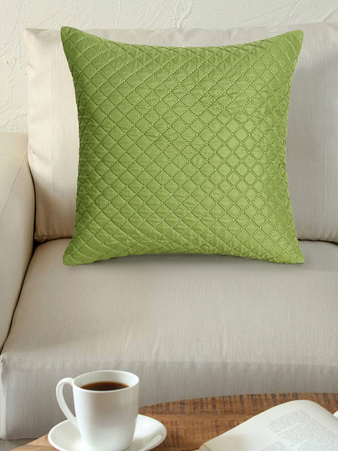 

Mezposh Green Set of Single Checked Square Cushion Covers