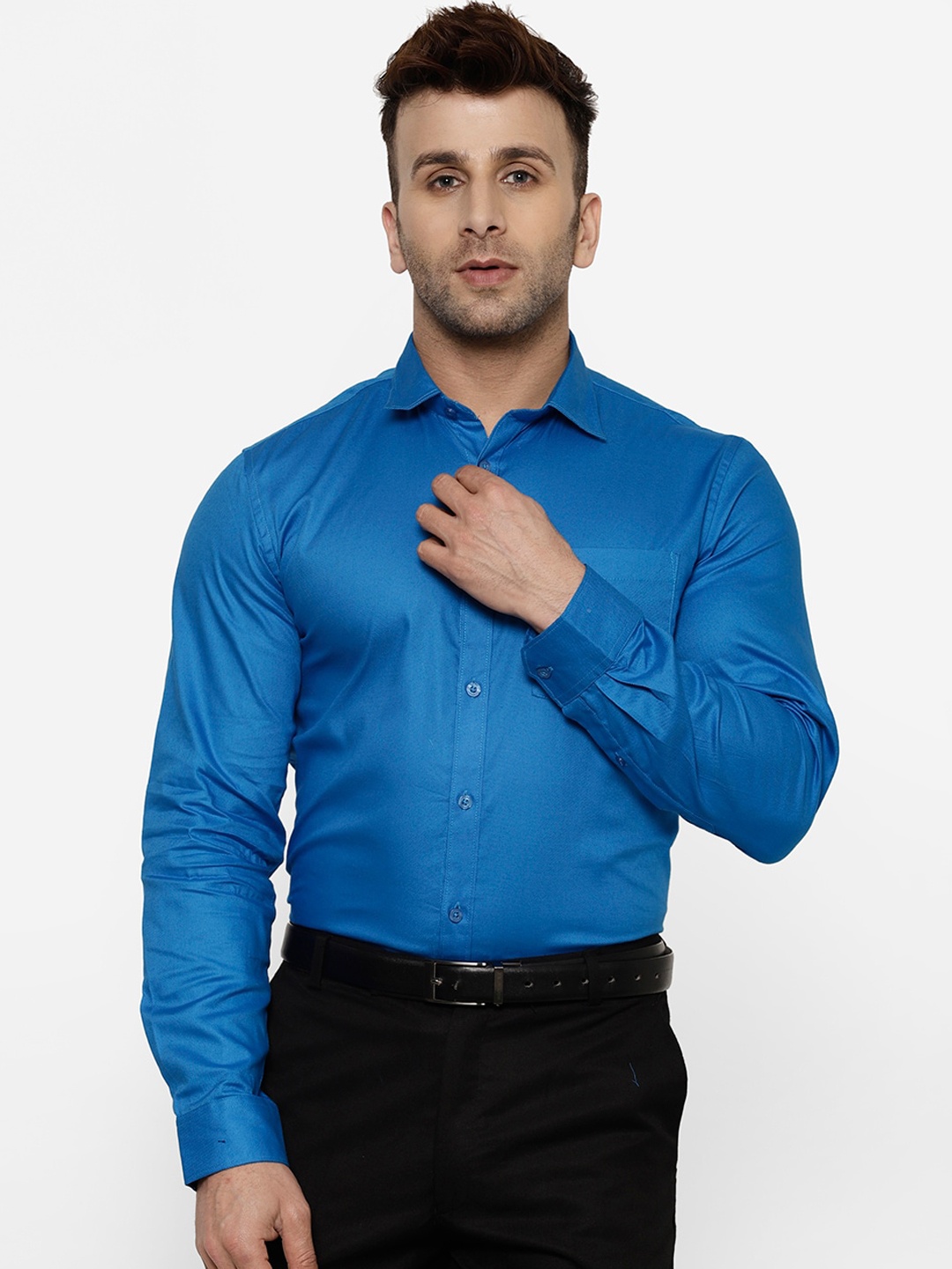 

cape canary Men Blue Regular Fit Solid Casual Shirt