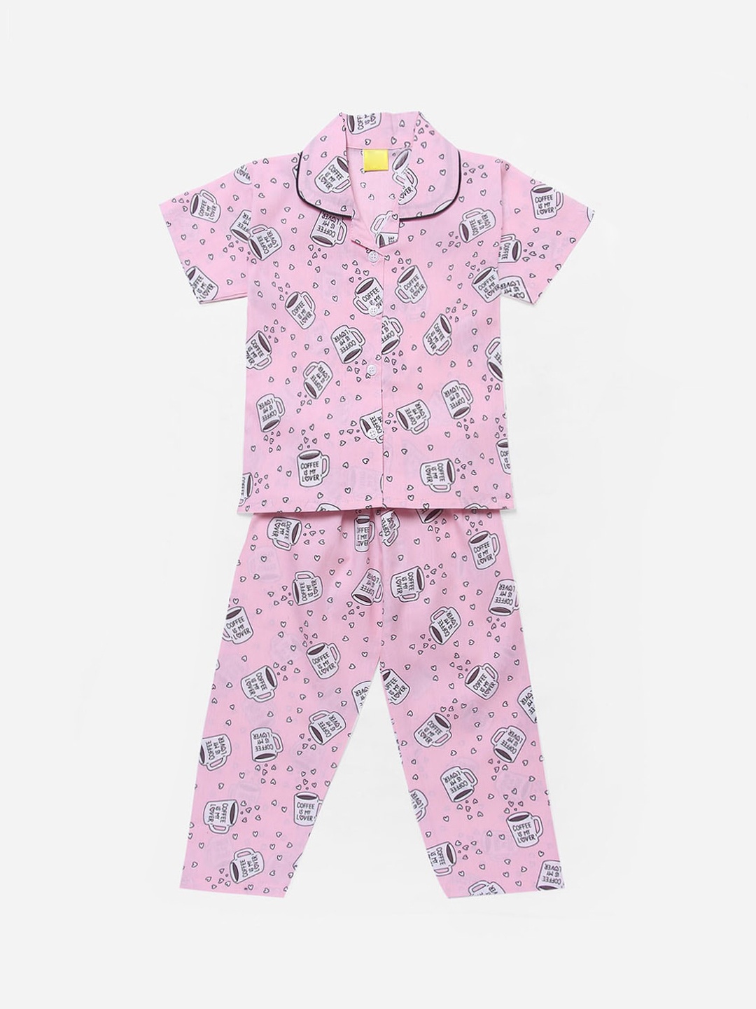 

The Magic Wand Girls Pink & White Printed Night suit