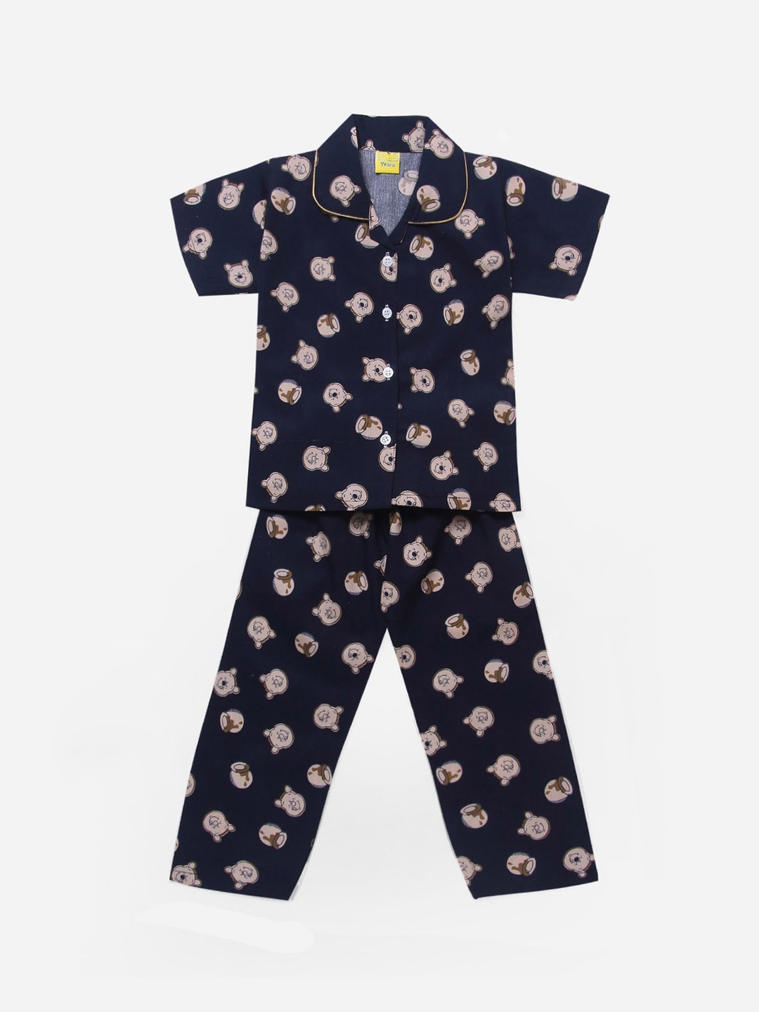 

The Magic Wand Girls Navy Blue & Off-White Printed Night suit
