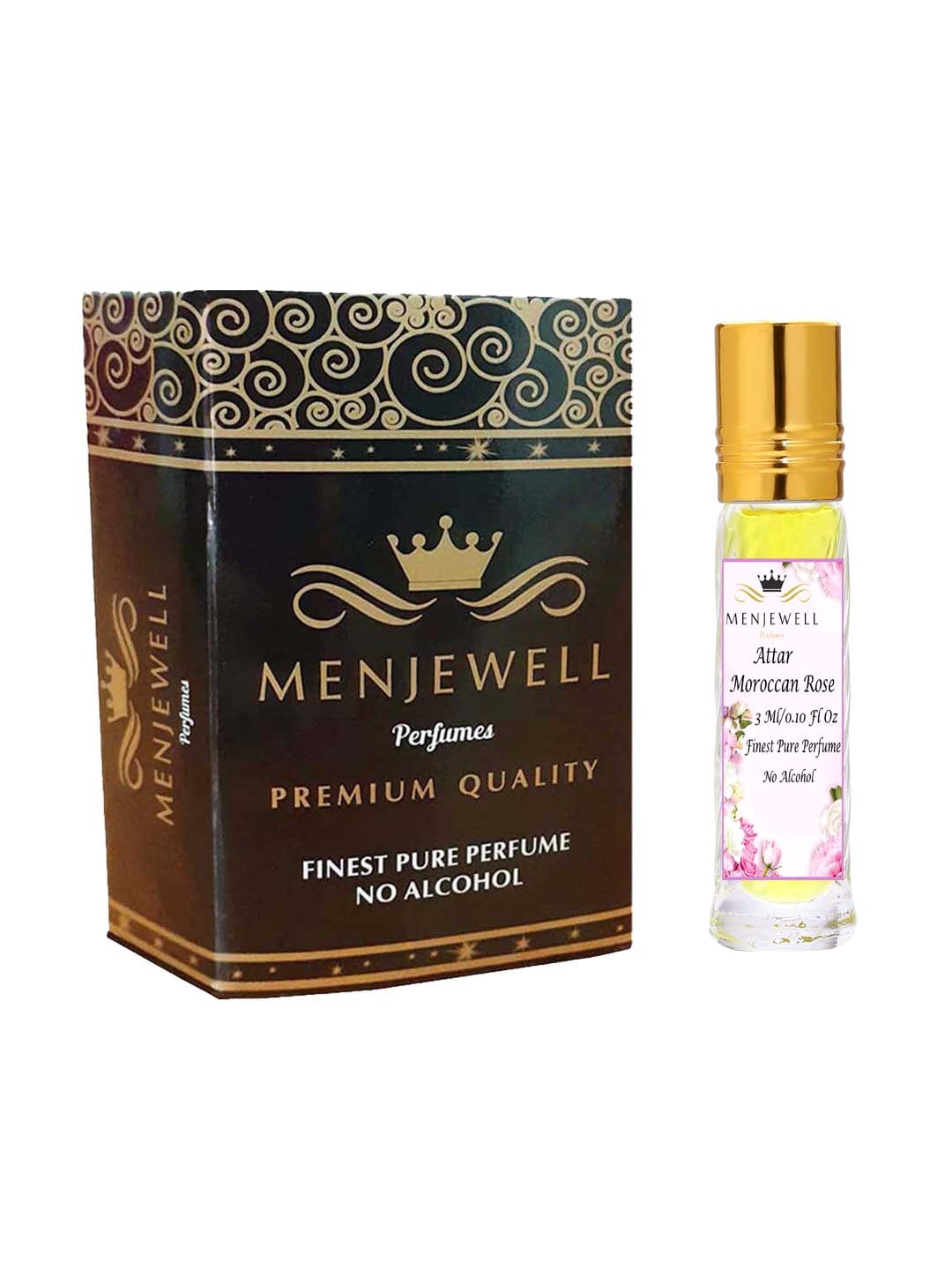 

Menjewell Fragrances Moroccan Rose Perfume Attar For Men & Women - 3 ml, Transparent
