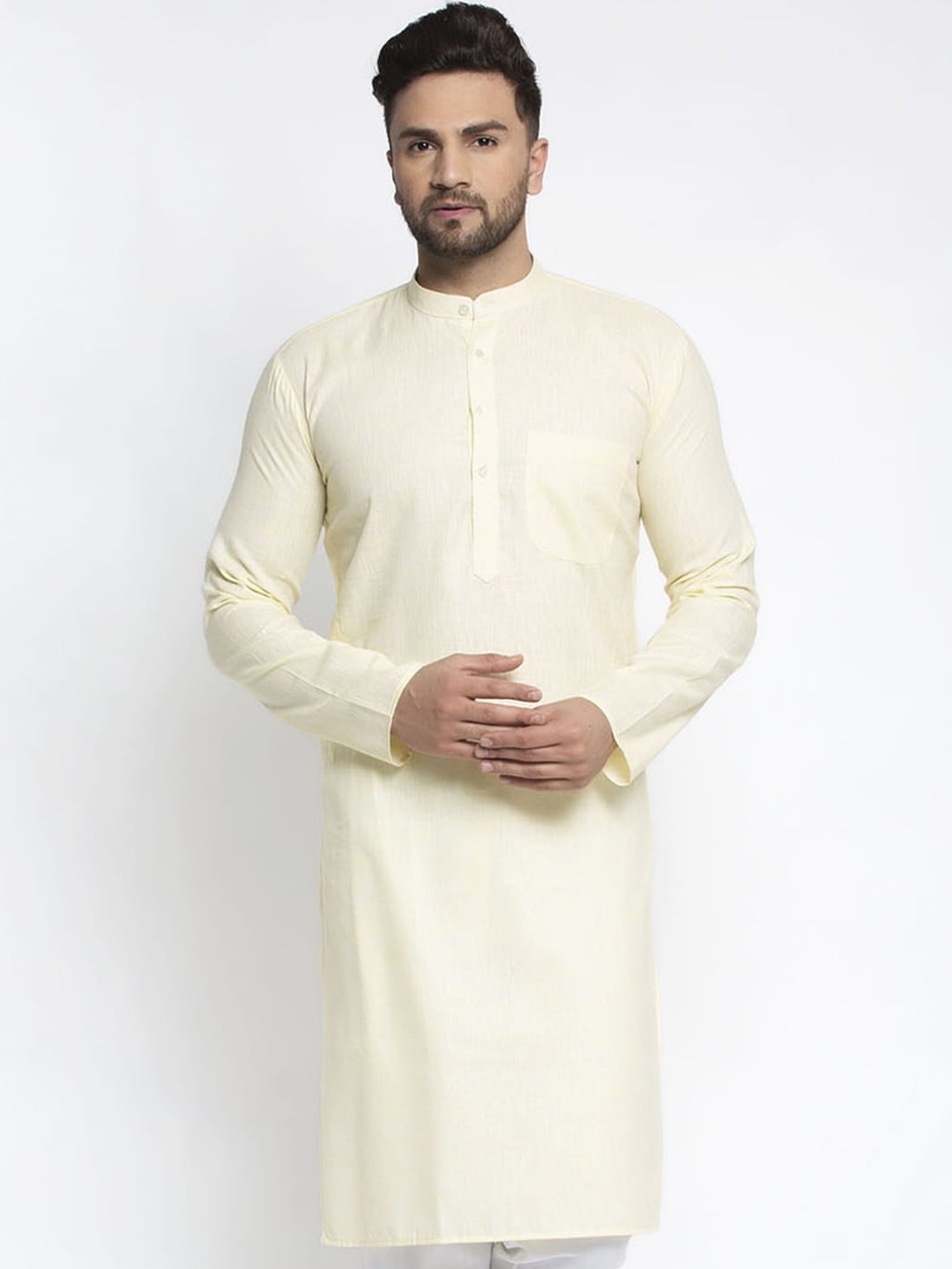 

Jompers Men Yellow Solid Kurta