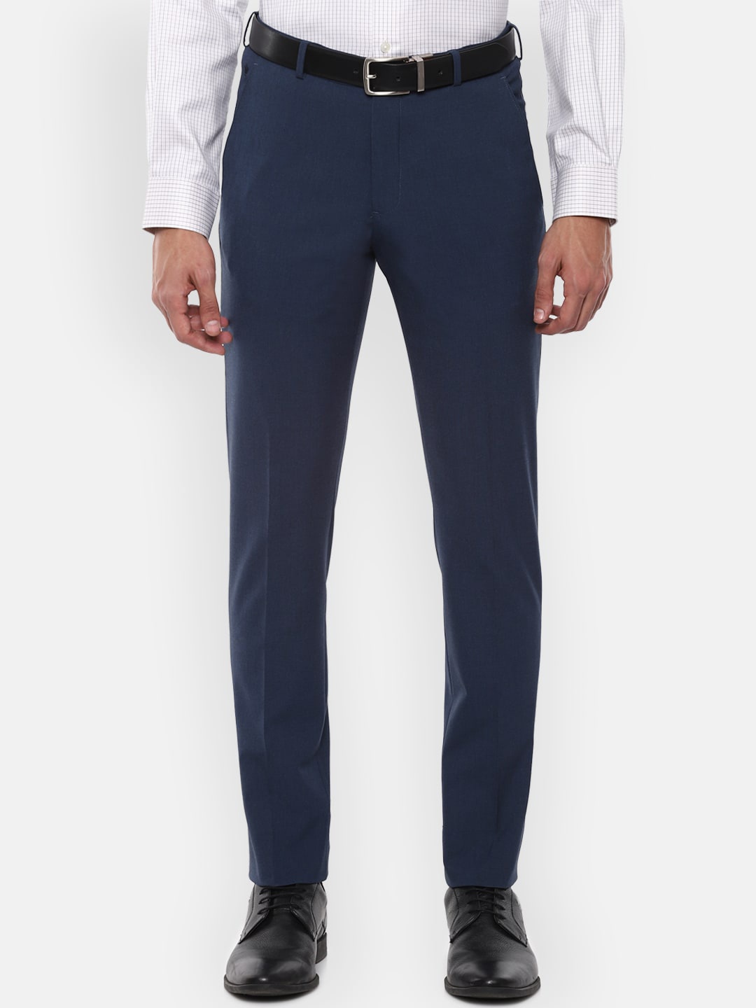 

Louis Philippe Men Navy Blue Slim Fit Solid Formal Trousers