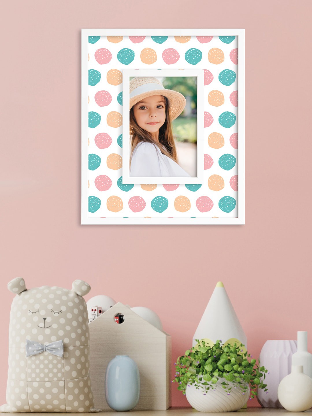 

RANDOM White & Blue Printed Synthetic MDF Wood Individual Wall Photo Frame