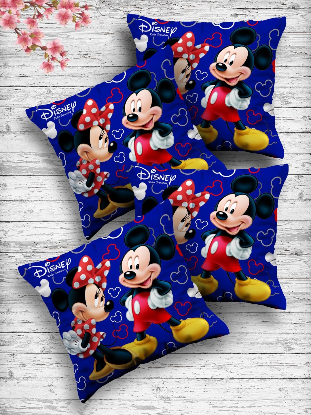 

Kuber Industries Set Of 4 Blue & Red Disney Printed Reversible Cushions