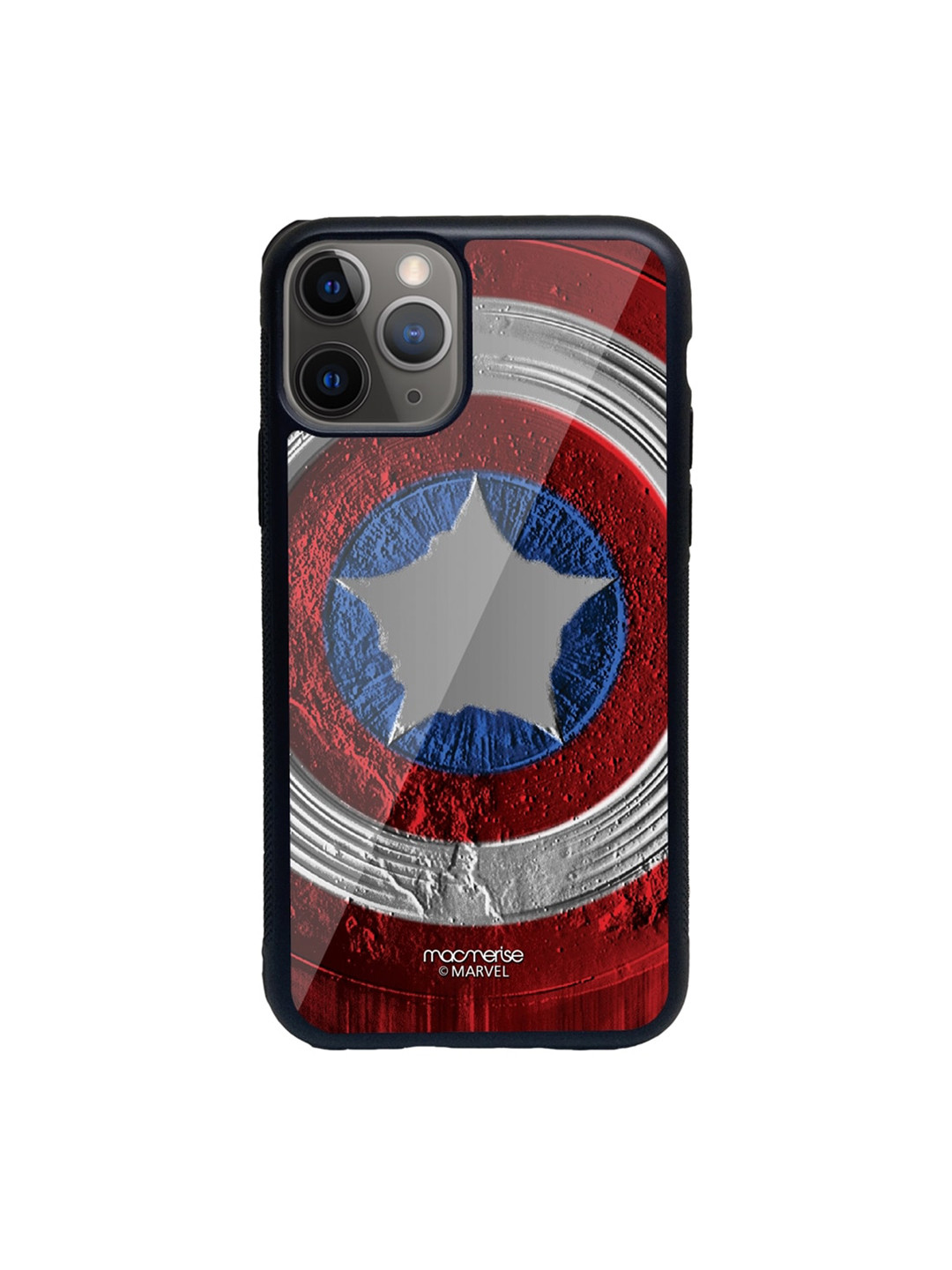 

macmerise Red & Grey Stoned Captain America Shield Printed iPhone 11 Pro Back Case