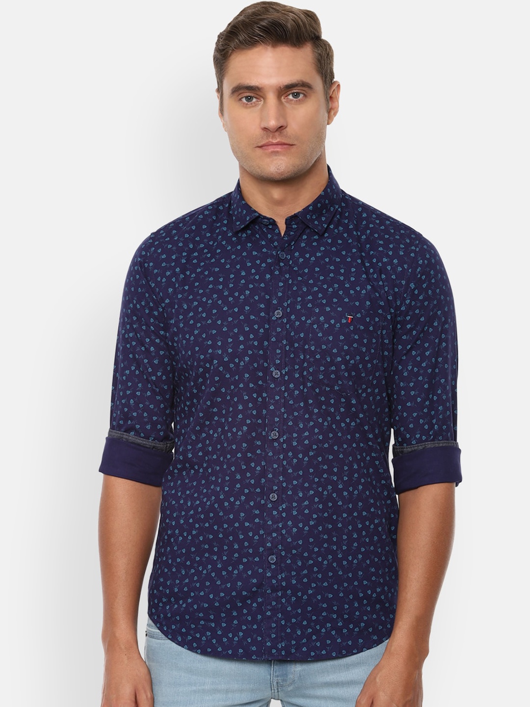 

Louis Philippe Jeans Men Navy Blue Slim Fit Printed Casual Shirt