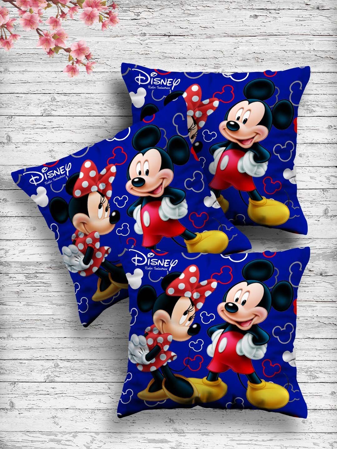 

Kuber Industries Set Of 3 Blue & Red Disney Printed Reversible Cushions