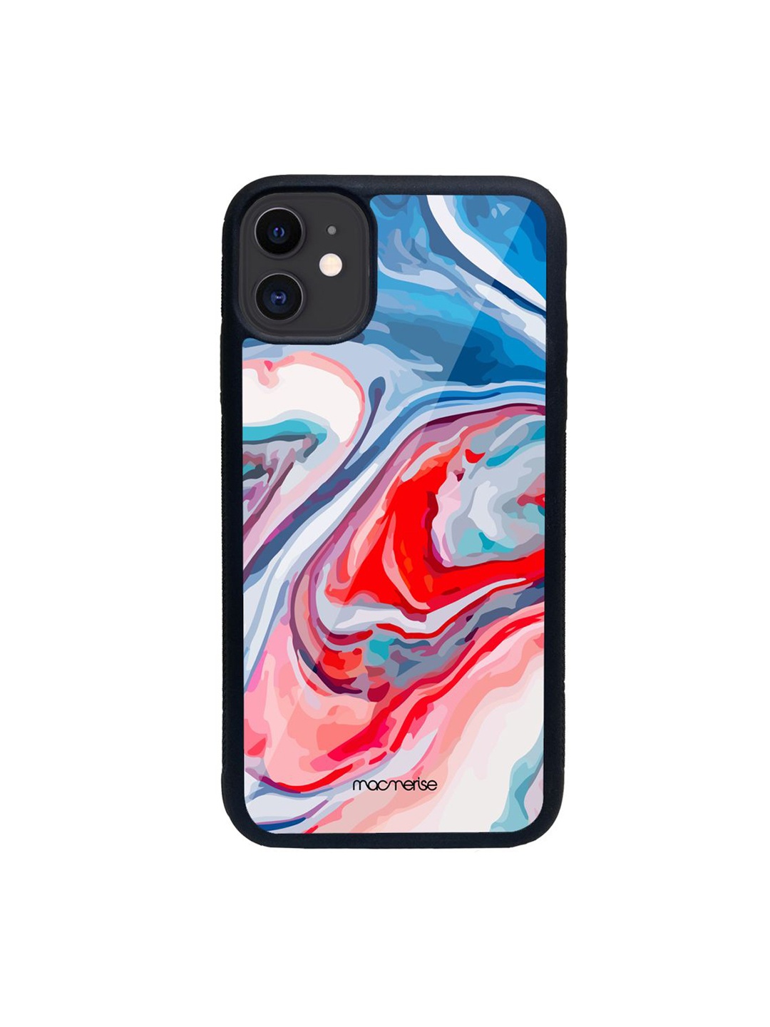 

macmerise Blue & Red Printed Glass iPhone 11 Phone Back Case