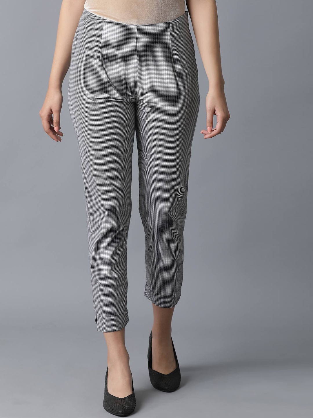 

W Women Slim Fit Cotton Trousers, Grey