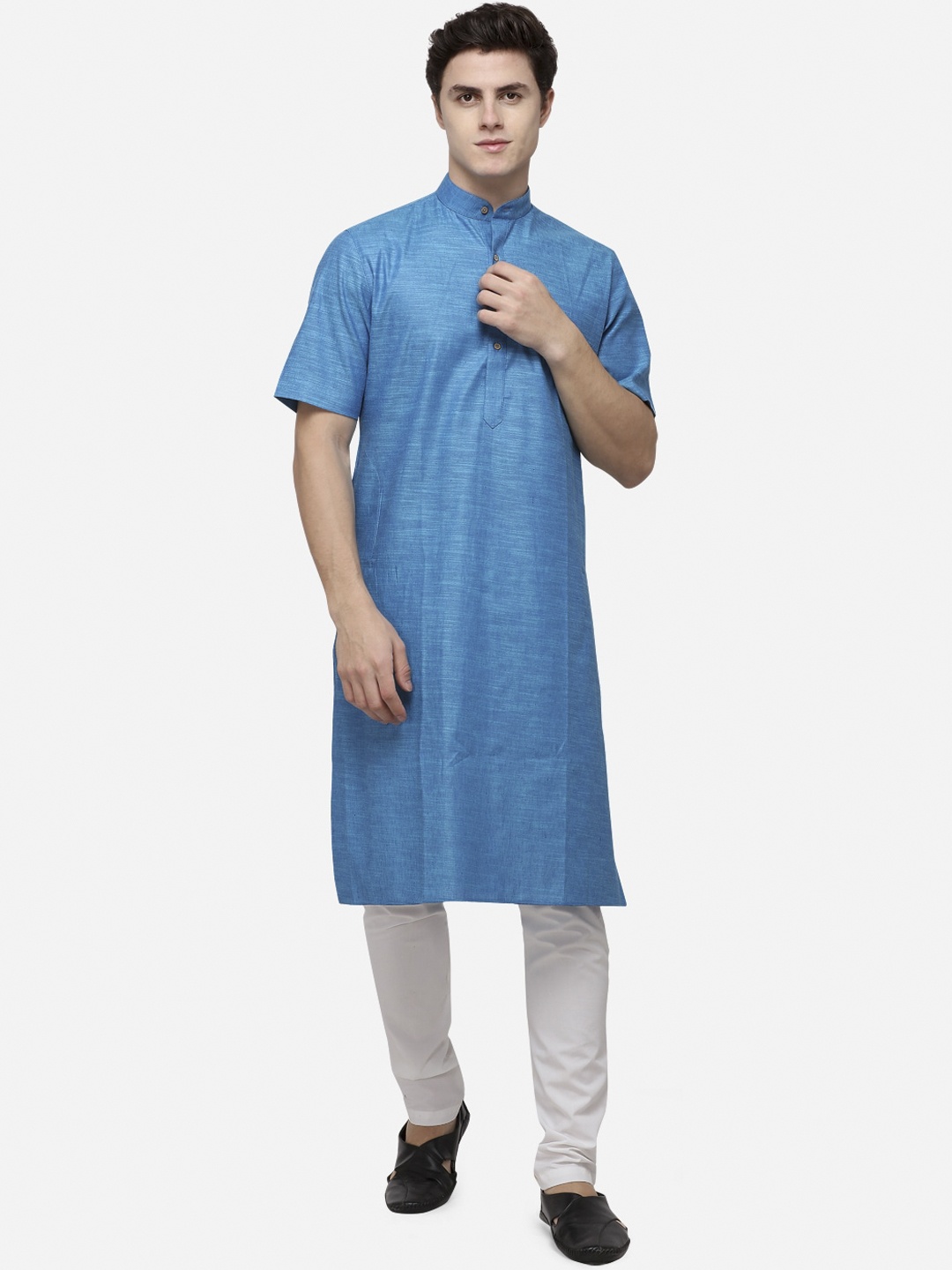 

JADE BLUE Men Blue Solid Straight Kurta