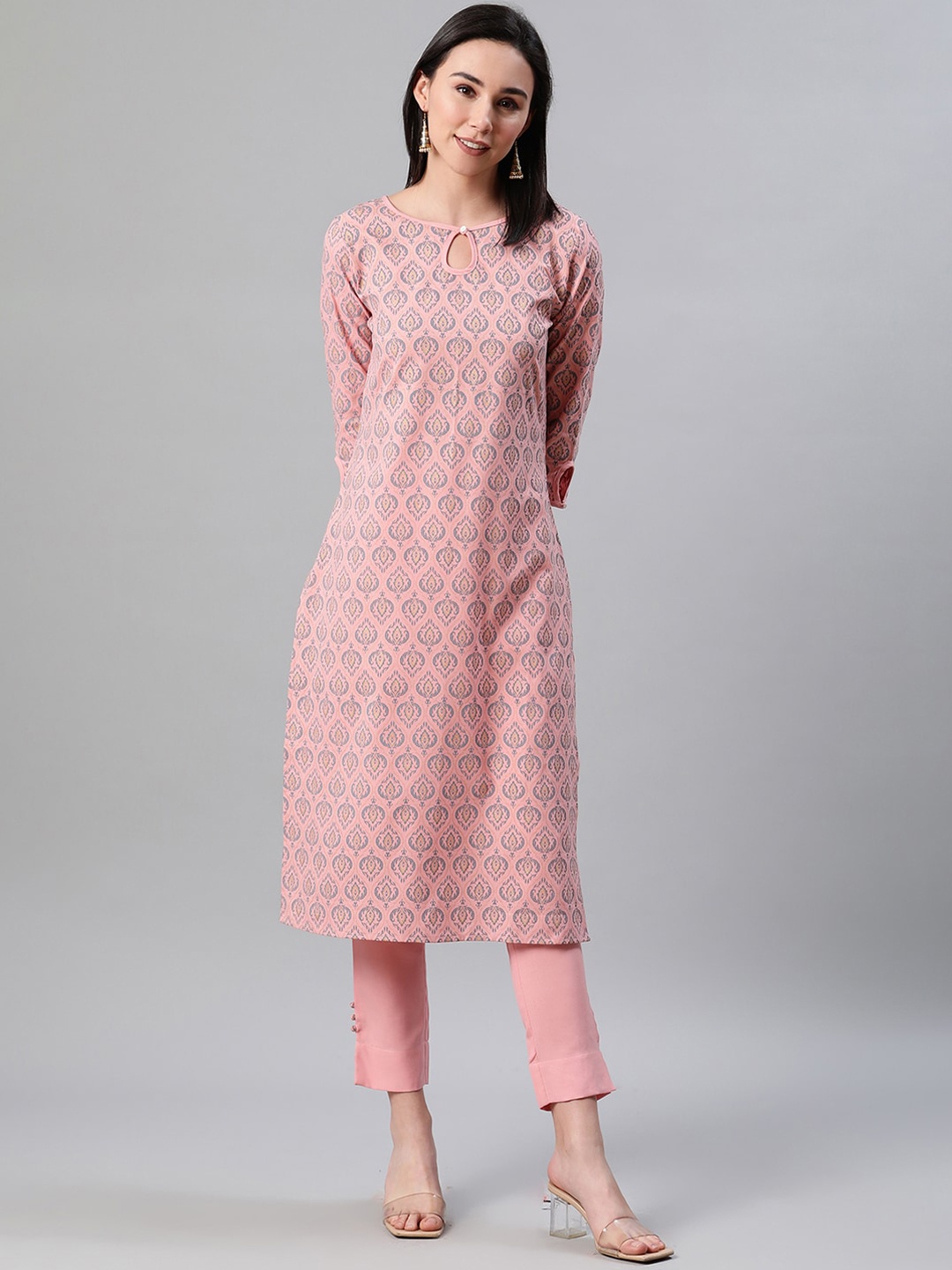 

ZIYAA Women Pink Printed Kurta with Trousers