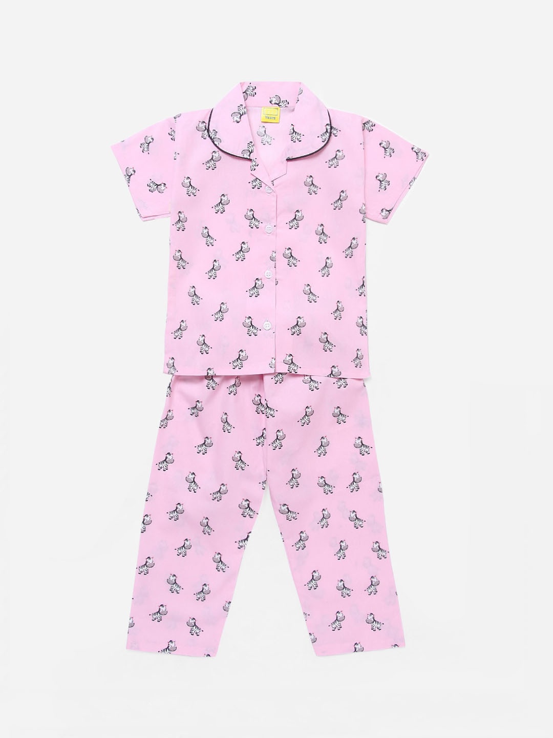 

The Magic Wand Girls Pink & Black Printed Night suit