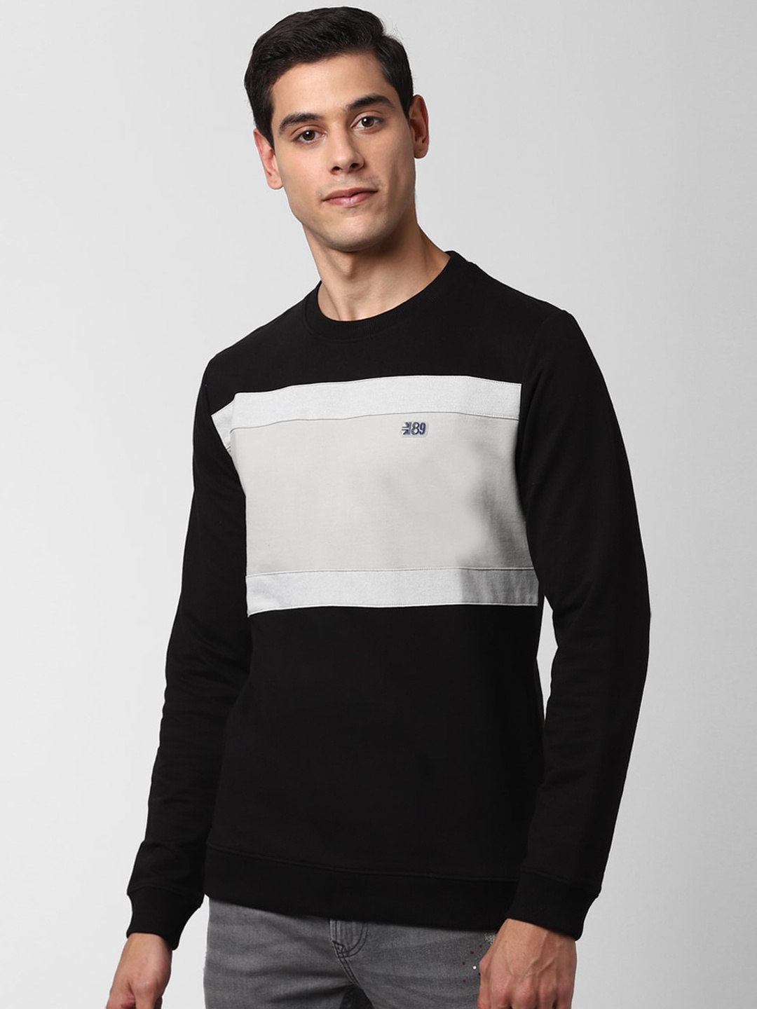

Peter England Casuals Men Black & Grey Colourblocked Sweatshirt