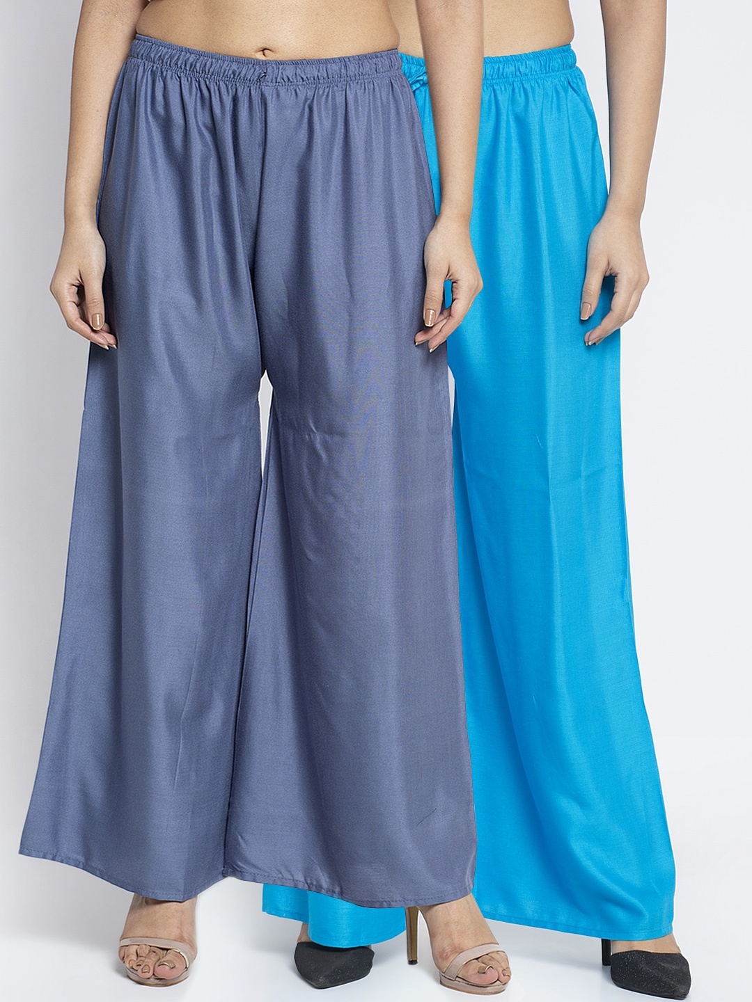 GRACIT Women Blue Solid Flared Palazzos