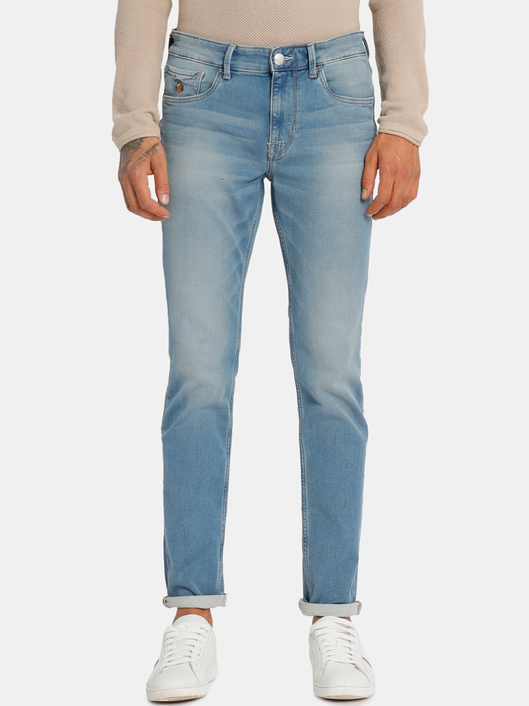 

U.S. Polo Assn. Denim Co. Men Blue Slim Tapered Fit Mid-Rise Clean Look Jeans