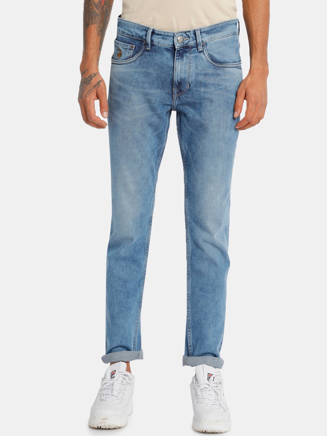 

U.S. Polo Assn. Denim Co. Men Blue Slim Fit Mid-Rise Clean Look Stretchable Jeans