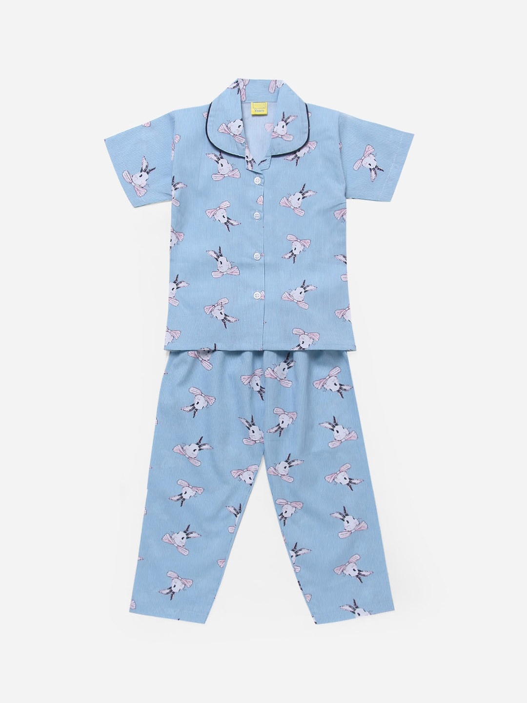 

The Magic Wand Girls Blue & Off-White Printed Night suit