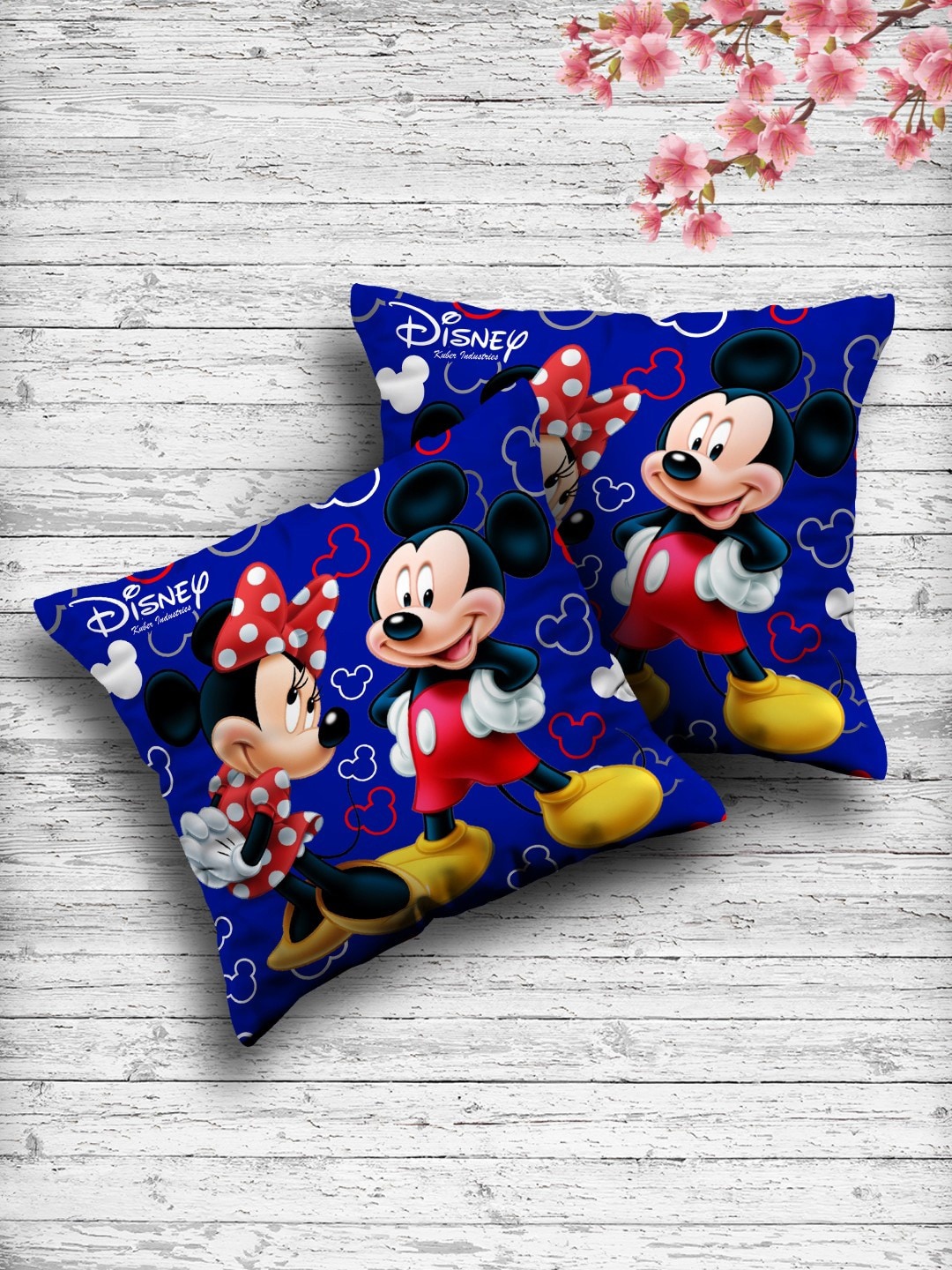 

Kuber Industries Set Of 2 Disney Printed Reversible Cushions With Filler, Blue