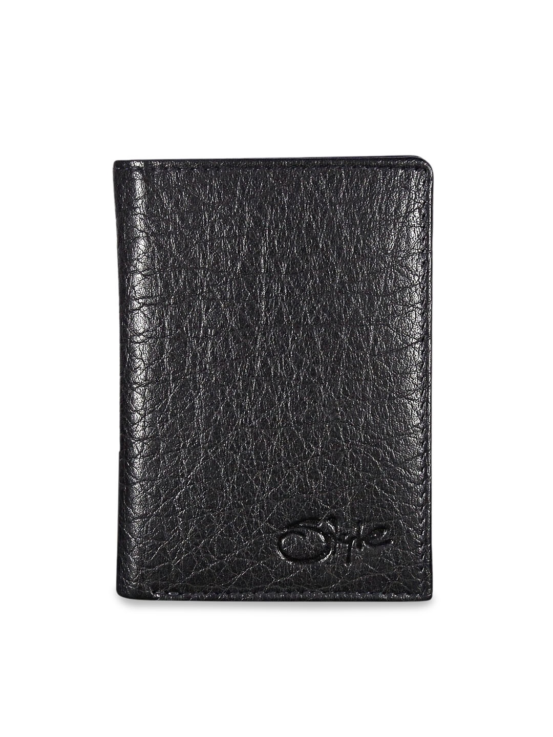Style SHOES Unisex Black Textured Card Leather Holder