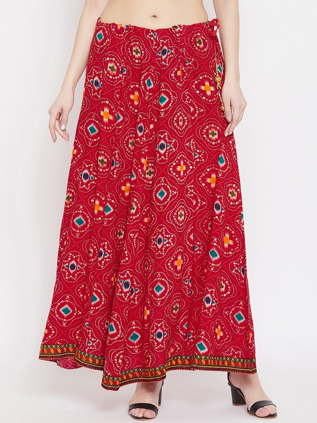 

Clora Creation Women Red & White Printed Flared Maxi Skirt