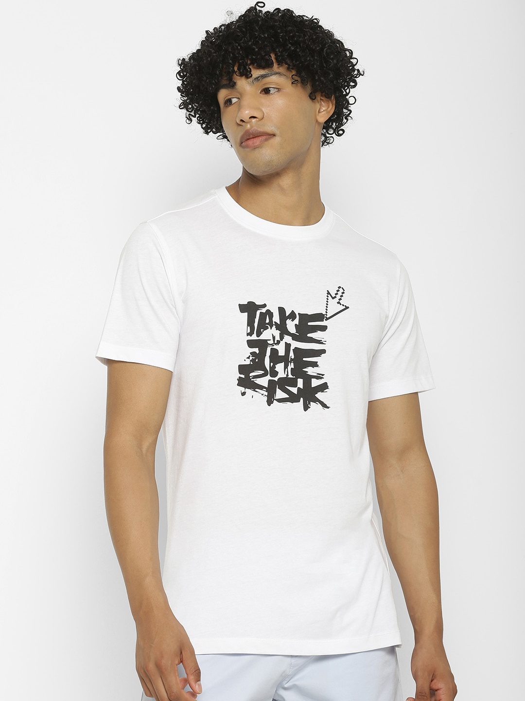 

FOREVER 21 Men White Printed Round Neck T-shirt