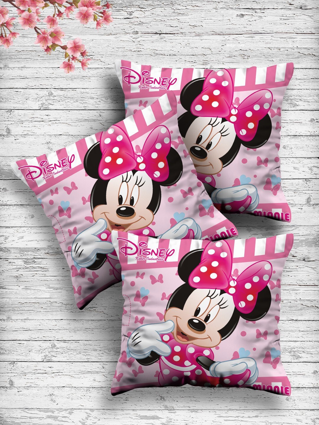 

Kuber Industries Set Of 4 Disney Printed Reversible Cushions, Pink