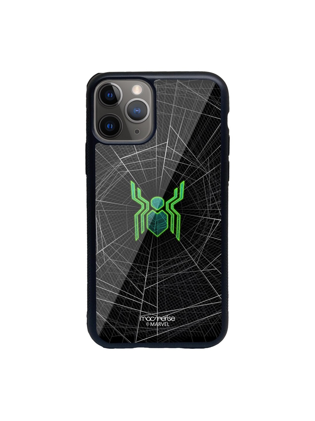 

macmerise Black & Green Spiderman Logo Web iPhone 11 Pro Back Case