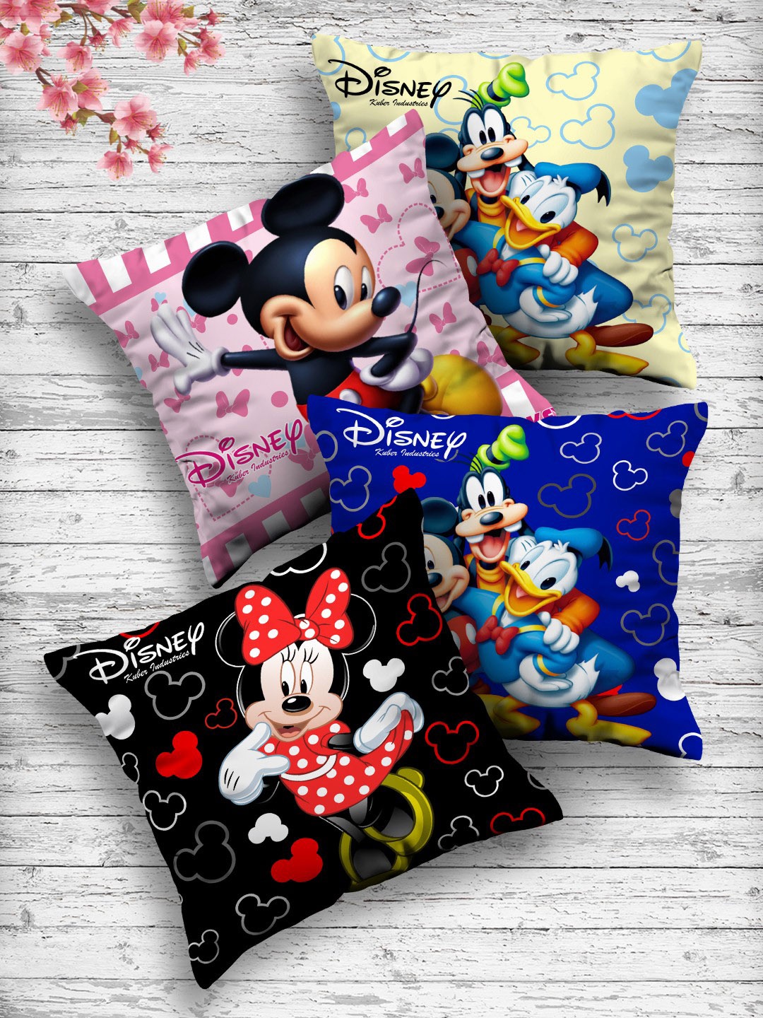 

Kuber Industries Set of 4 Printed Reversible Square Floor Cushions, Pink