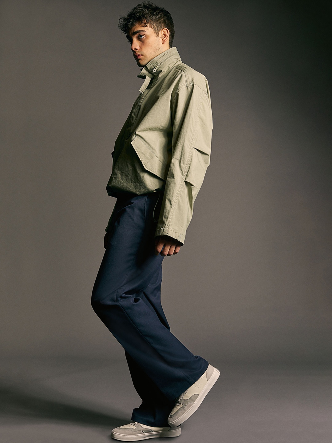 

H&M Men Blue Solid Crease-Leg Sustainable Trousers