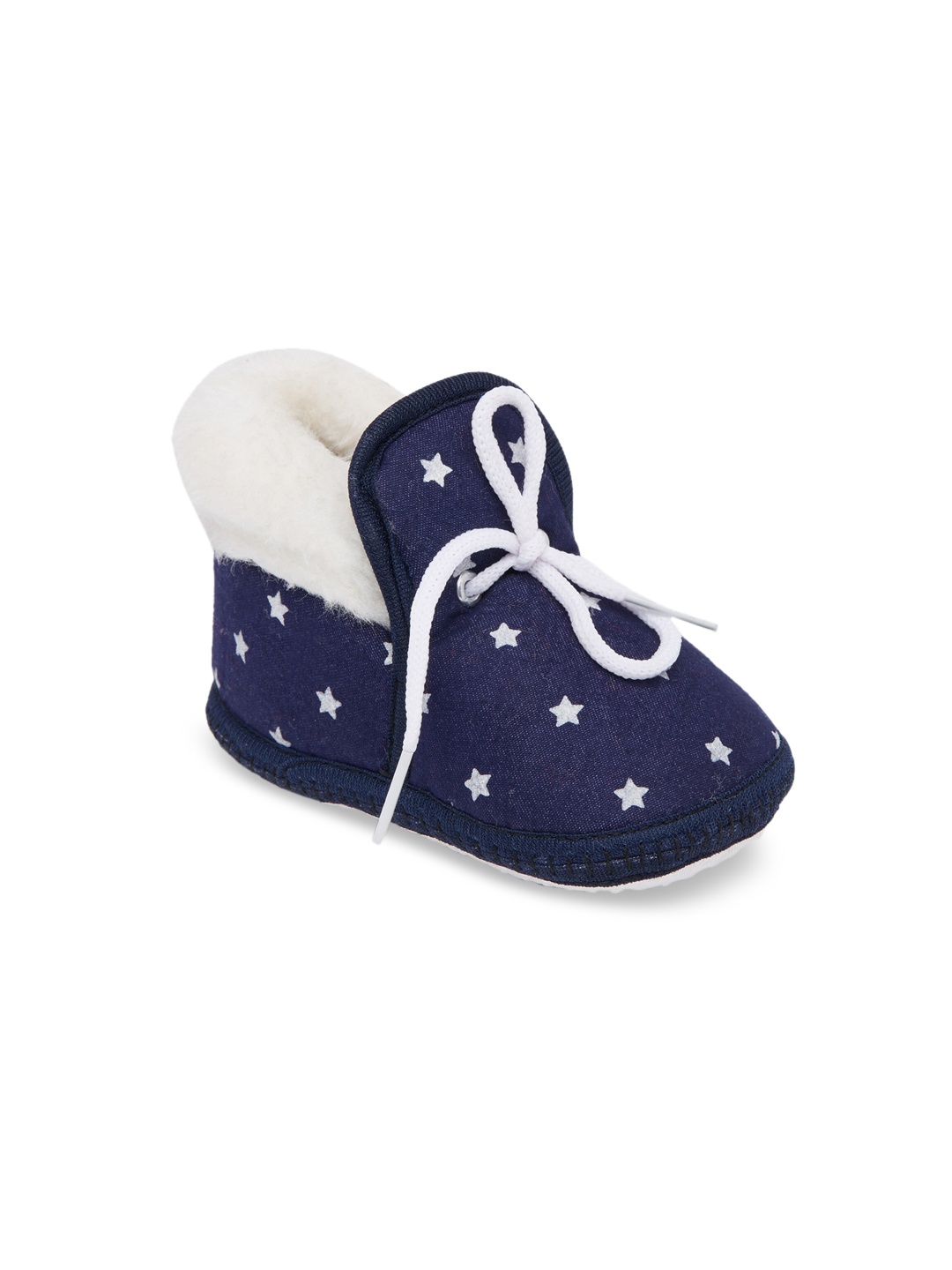 CHiU Infant Kids Navy Blue & White Printed Booties