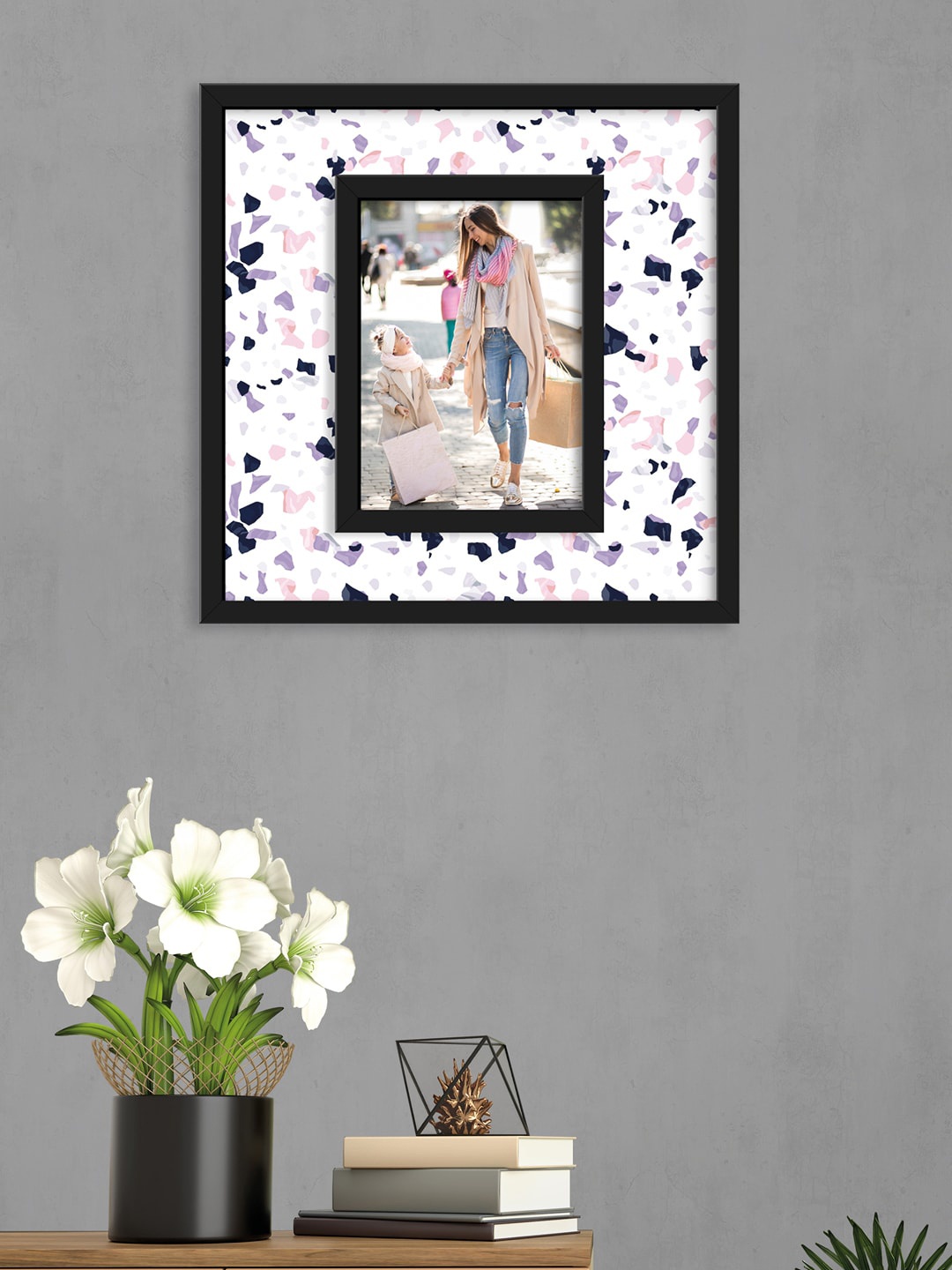 

RANDOM White & Black Printed Synthetic MDF Wood Individual Wall Photo Frame