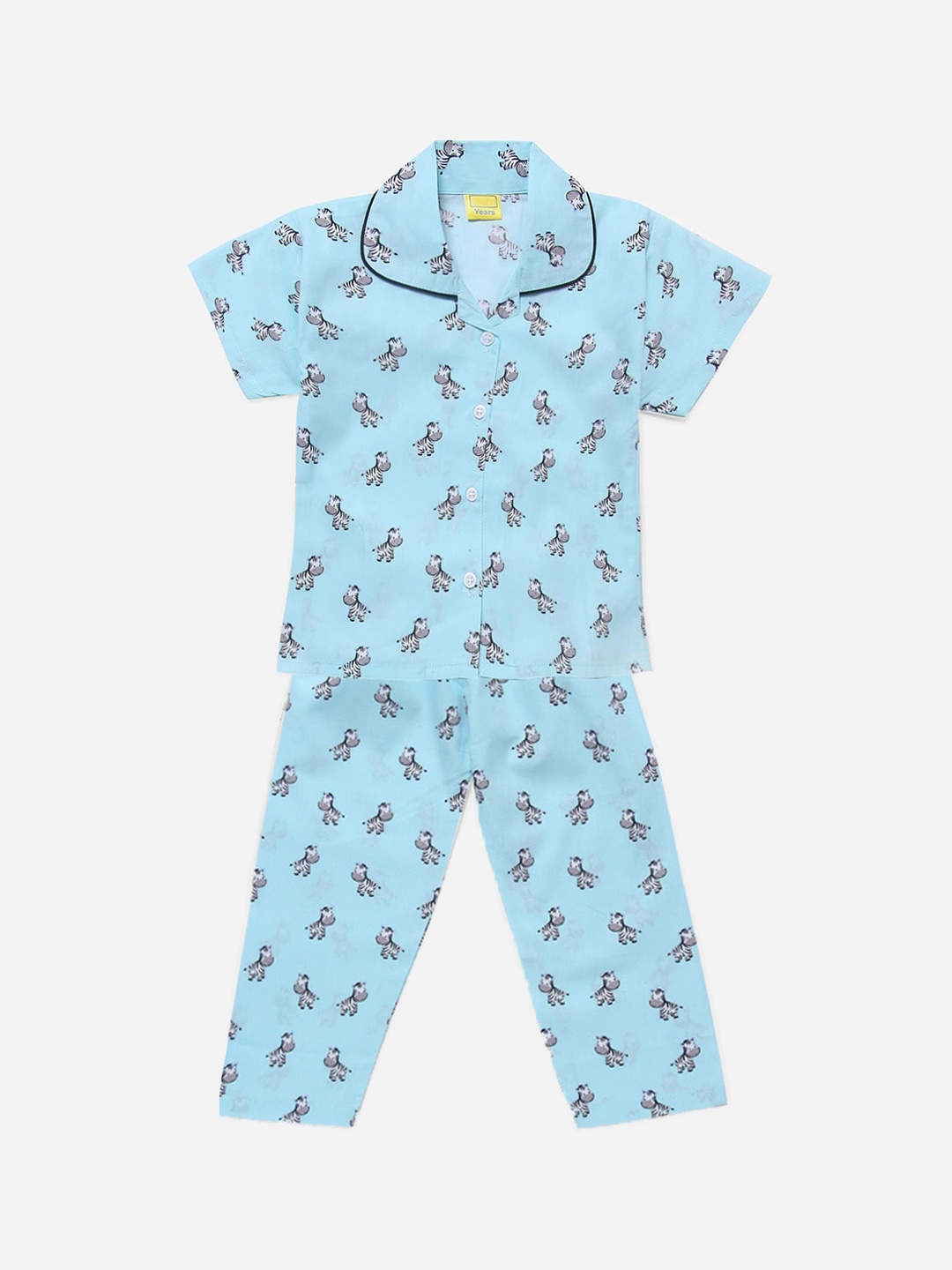 

The Magic Wand Girls Turquoise Blue & Black Printed Night suit