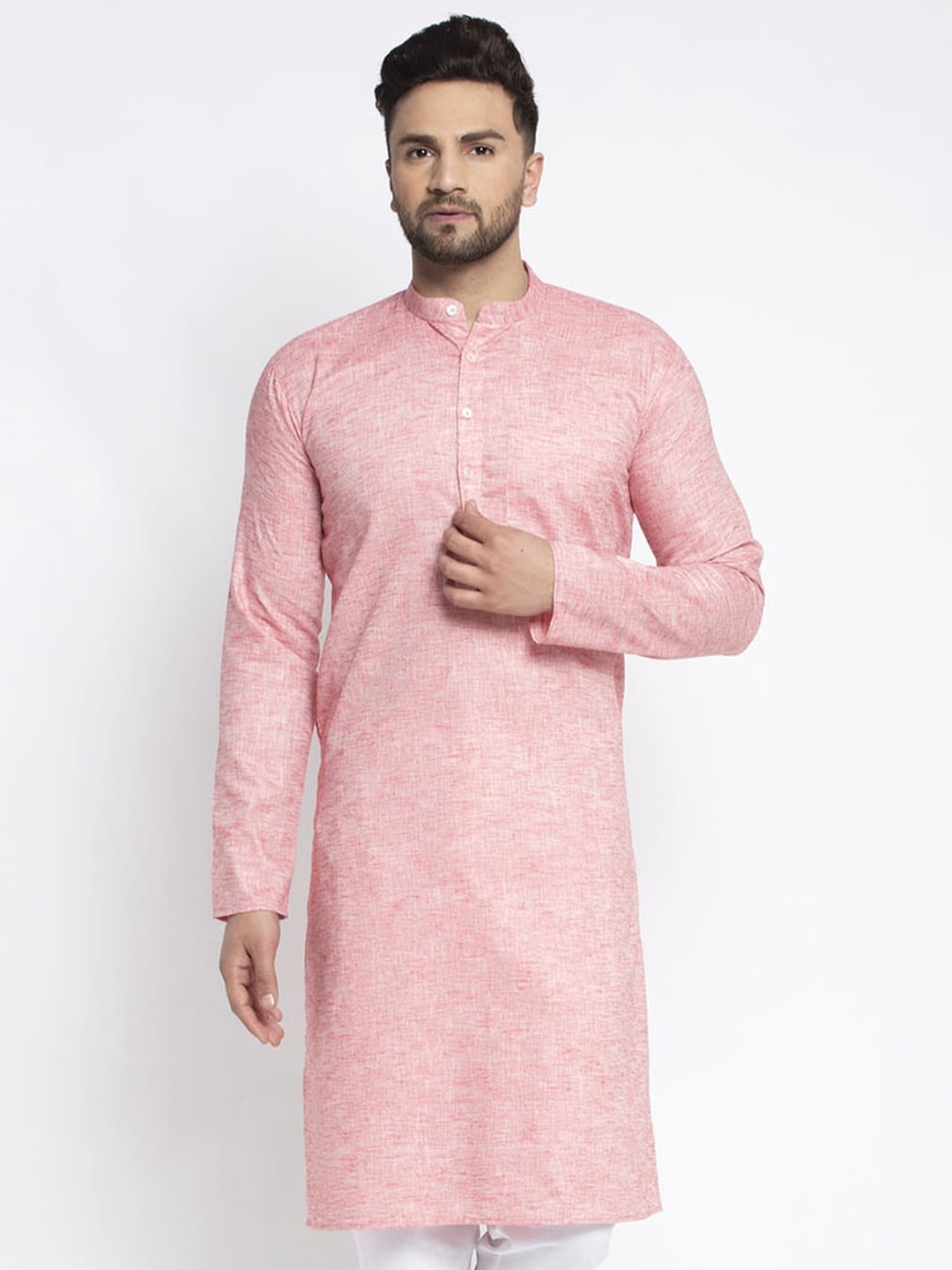 

Jompers Men Red Mandarin Collar Kurta