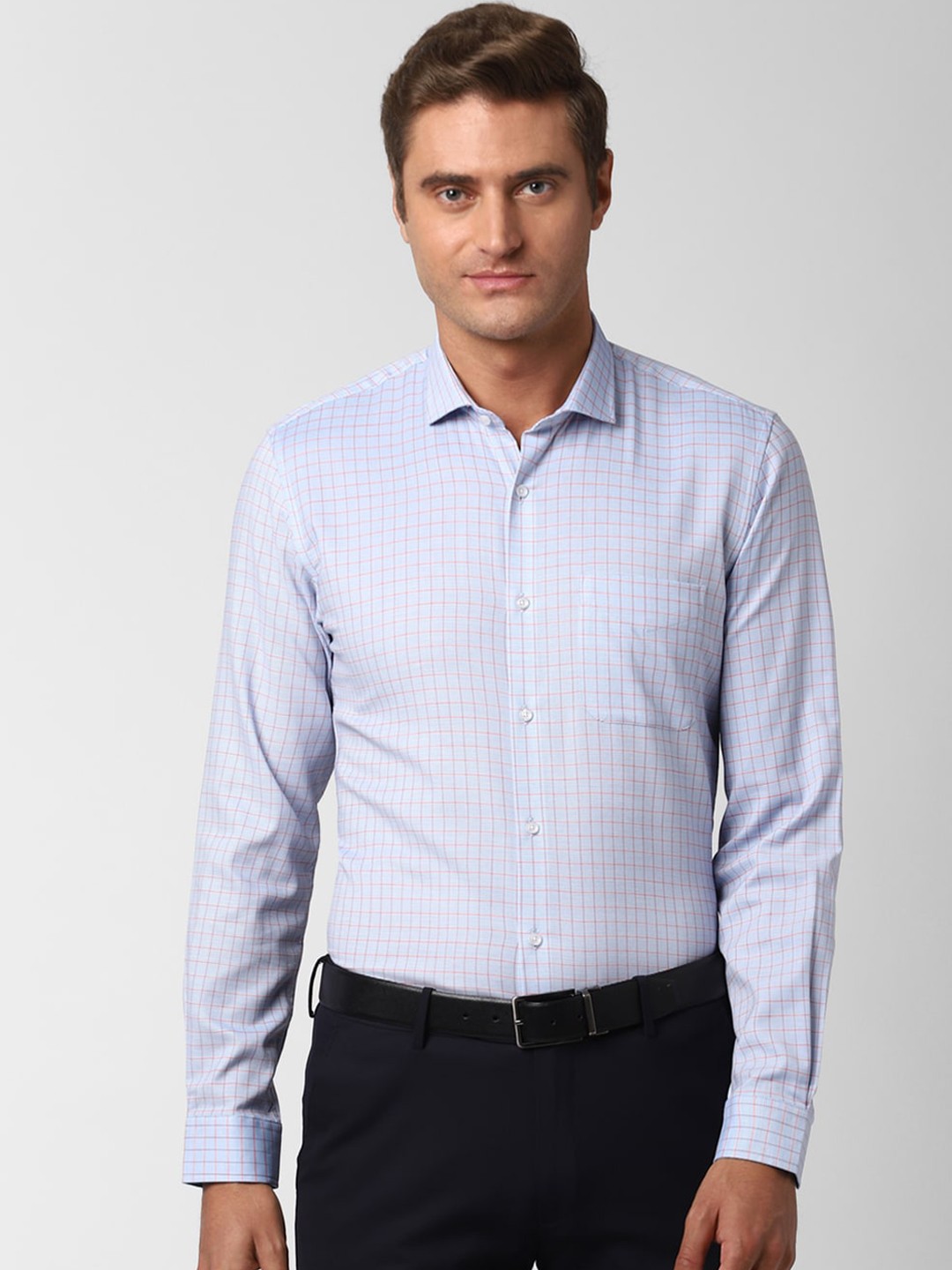 

Peter England Men Blue Slim Fit Checked Casual Shirt