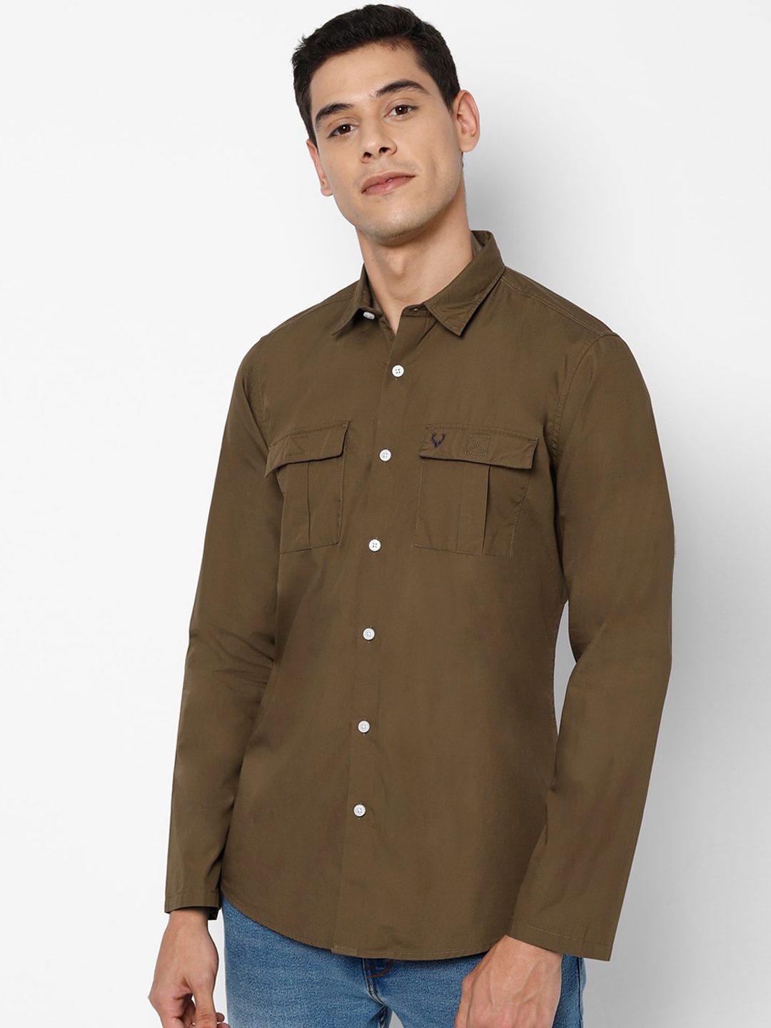 

Allen Solly Tribe Men Olive Green Regular Fit Solid Casual Shirt