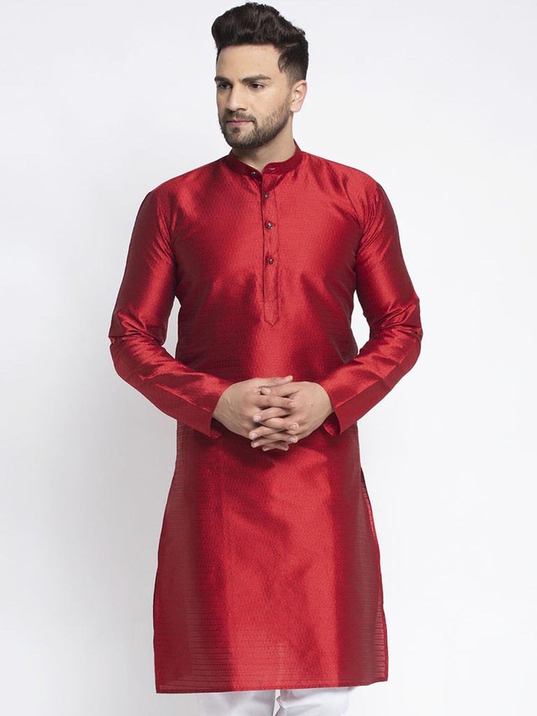 

Jompers Men Maroon Thread Work Kurta