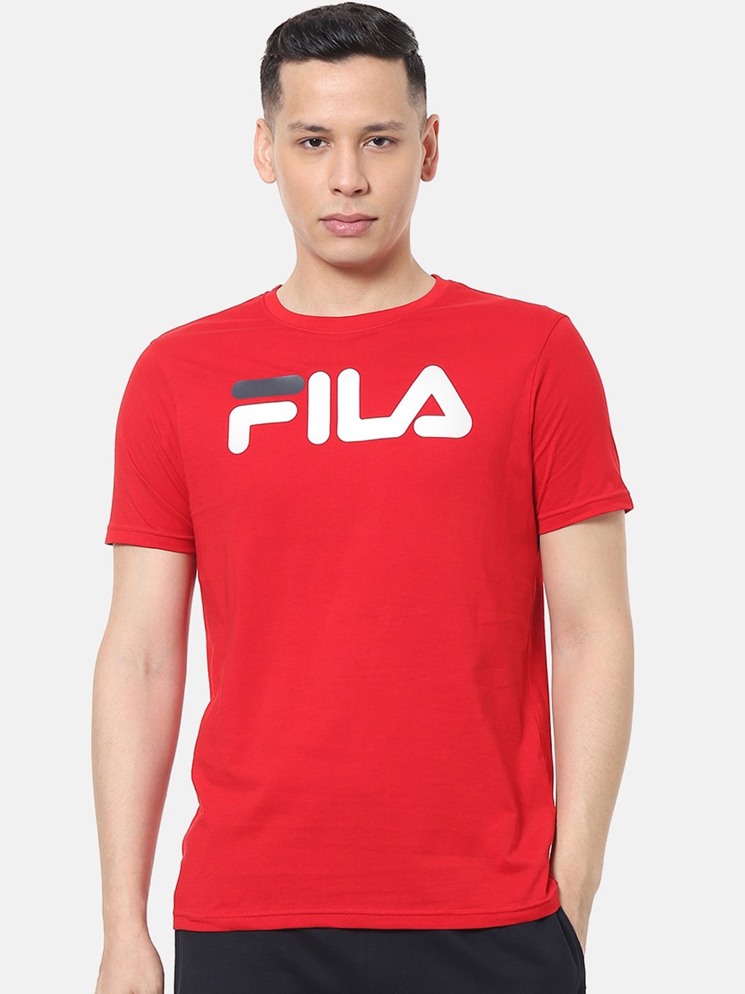 

FILA Men Red Printed Round Neck T-shirt