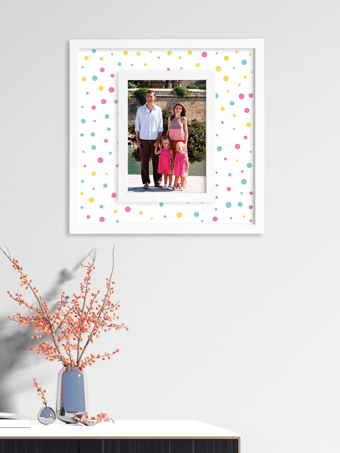

RANDOM White & Pink Printed Synthetic MDF Wood Individual Wall Photo Frame